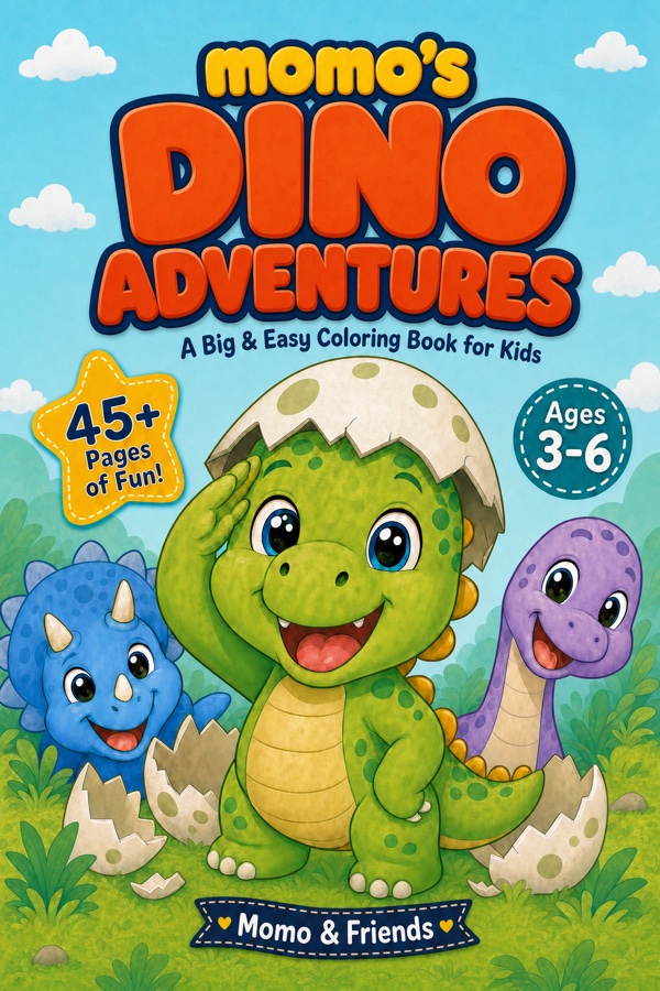 Momo's Dino Adventures – book cover, coming soon