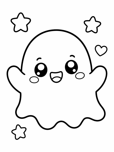 Free Halloween coloring page: friendly waving ghost