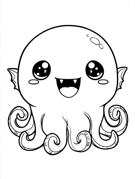 Free coloring page: happy octopus monster